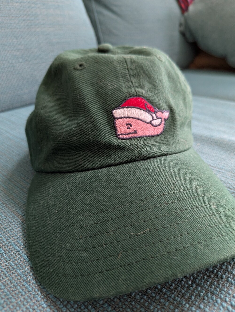 Vineyard Vines Holiday Santa Hat Whale Green Baseball Cap Hat OS